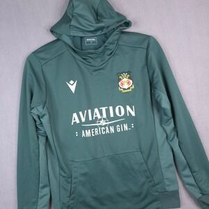 Macron Wrexham AFC Aviation Gin Hoodie Green Large Polyester Soccer Sportswear